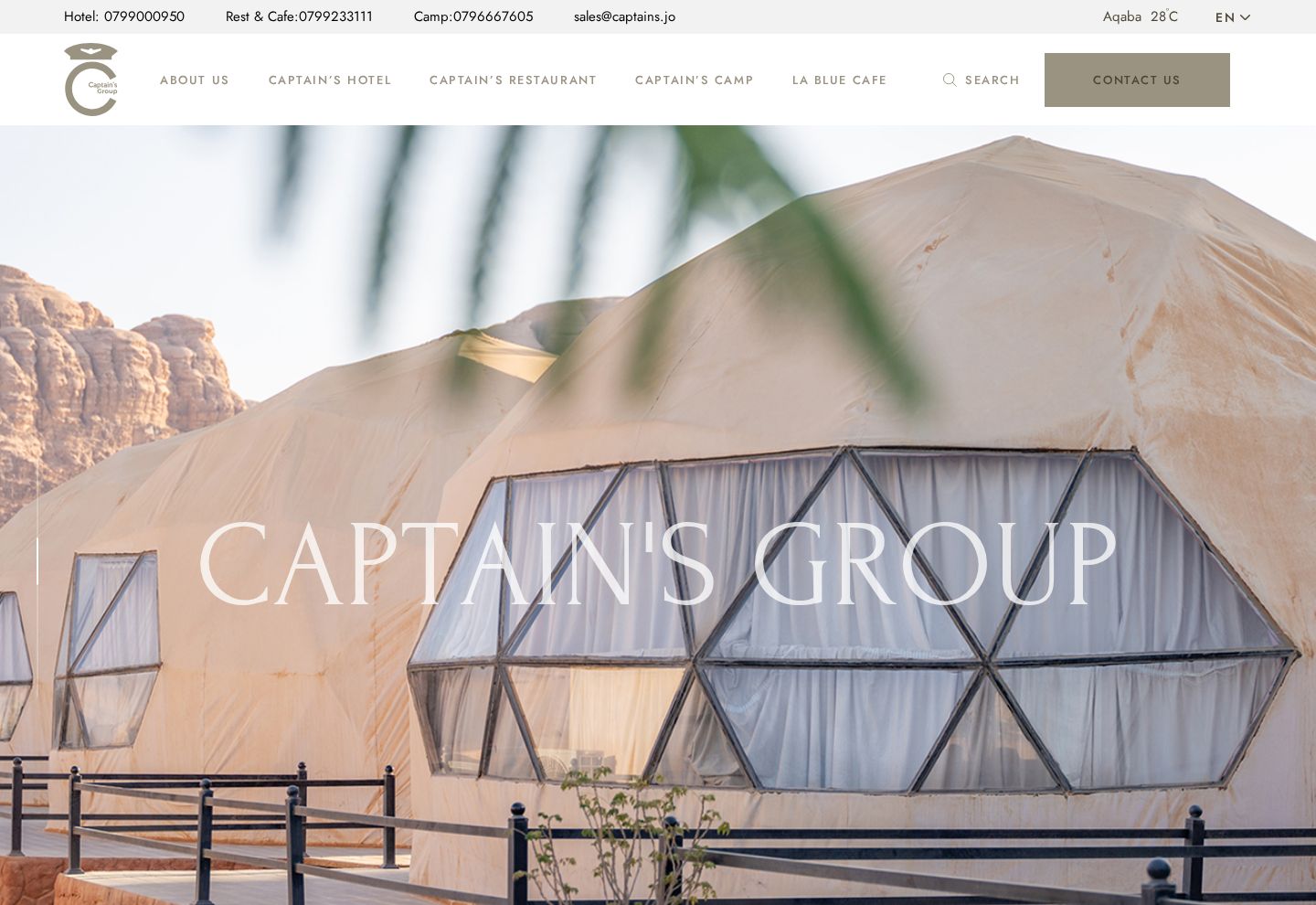 Homepage of the Captains Group website